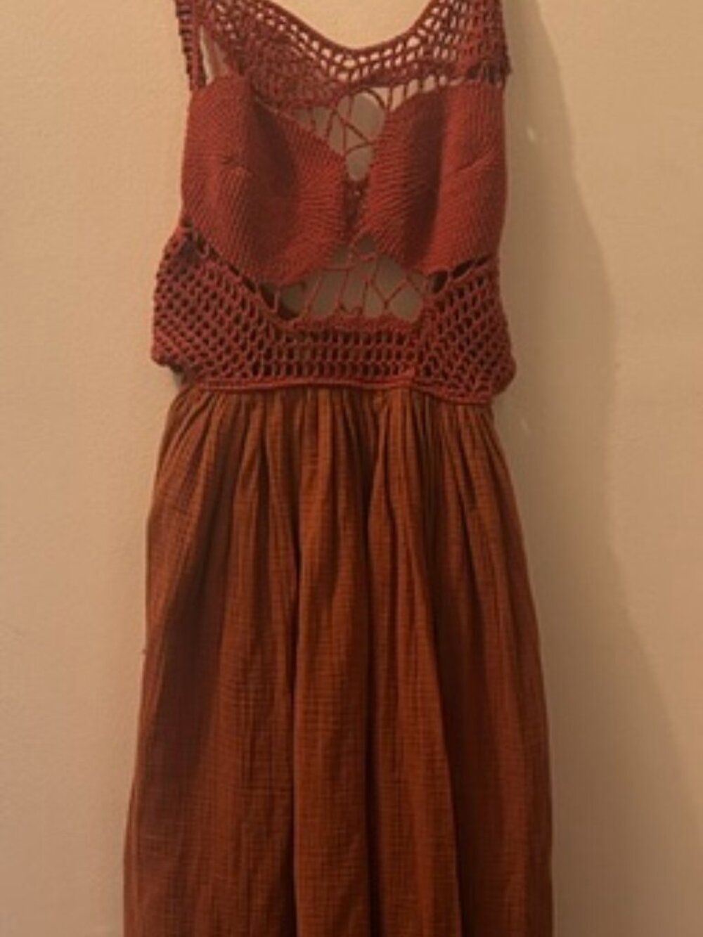 Anthropologie x Tach Soleil Crochet Backless Tie Netting Crochet Top Maxi Dress - Picture 9 of 16